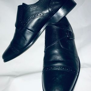 Nunn Bush Black Loafers Cross Buckle Cap Toe Sz10W